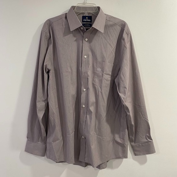 Stafford Easy Care Shirt Men Adult Size 16-16.5 34-35 Color Gray Long Sleeve NWT - Picture 1 of 4